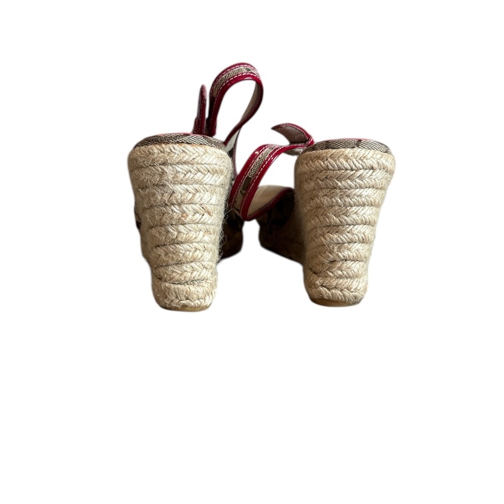 Coach Signature Pink and Tan Wedge Espadrilles - Picture 4 of 7